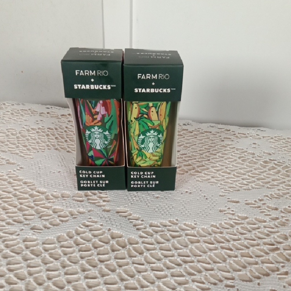 Starbucks Farm Rio Cold Cup Keychain Set Limited Edition 2 New